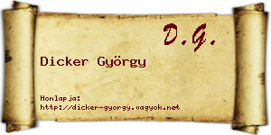 Dicker György névjegykártya